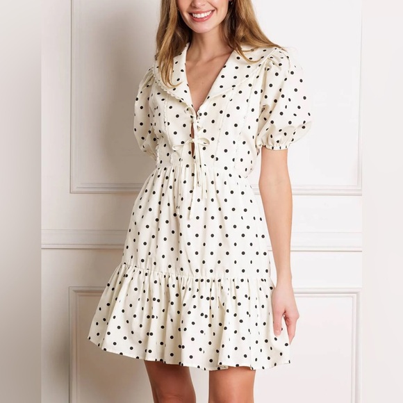 Flying Tomato Cream Polka Dot Midi Dress - Picture 1 of 5